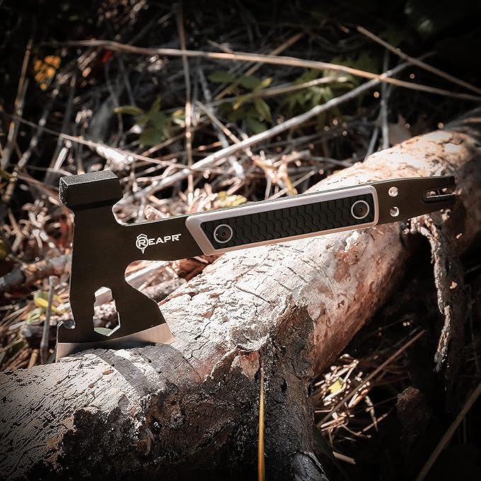 Reapr 11014 Versa Camp Axe Multitool with Pry Bar Nail Puller Hammer Wrench Set Bottle Opener 10.75 Length Survival Tools and Outdoor Accessories Black