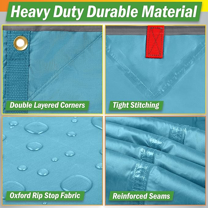 Portable Camping Tarp with Poles - Blue