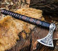 SHINY CRAFTS® Norse Viking Axe with Leather Sheath – Hand-Forged Bearded Hatchet Tomahawk Axe for Camping Survival Woodcutting Unique Gift for Him Husband Dad Groomsmen (Black-VBA-04)