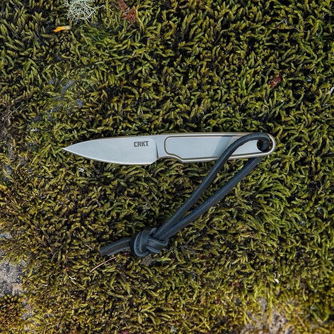 CRKT HangTi Everyday Carry EDC Fixed Blade Knife: Titanium Plain Edge Blade Kydex Sheath 7066