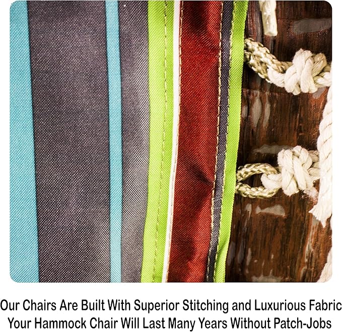 Hammock Chair Hanging Rope Swing *12 Patterns Quality Comfortable and Breathable Fabric - Indoor/Outdoor - Tropical Stripes