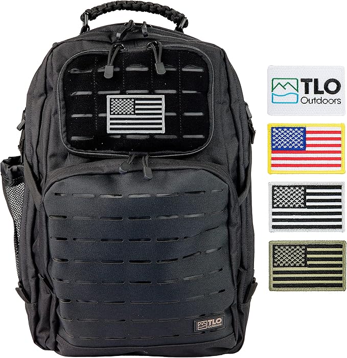 TLO Outdoors TacPack40L Tactical Backpack - Water Resistant 40 Liter Capacity Daypack Rucksack Gear Bag Laptop Bag