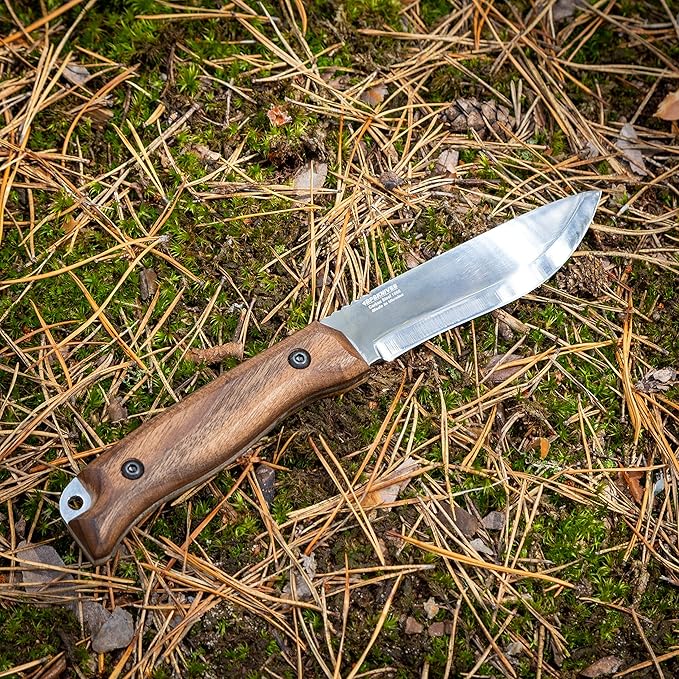 BPSKNIVES HK1 CSH - Handmade Carbon Steel Knife - Fixed Blade Full Tang Hunting Camping Bushcraft Knife With Leather Sheath - Scandinavian Sharpening Camp Knives