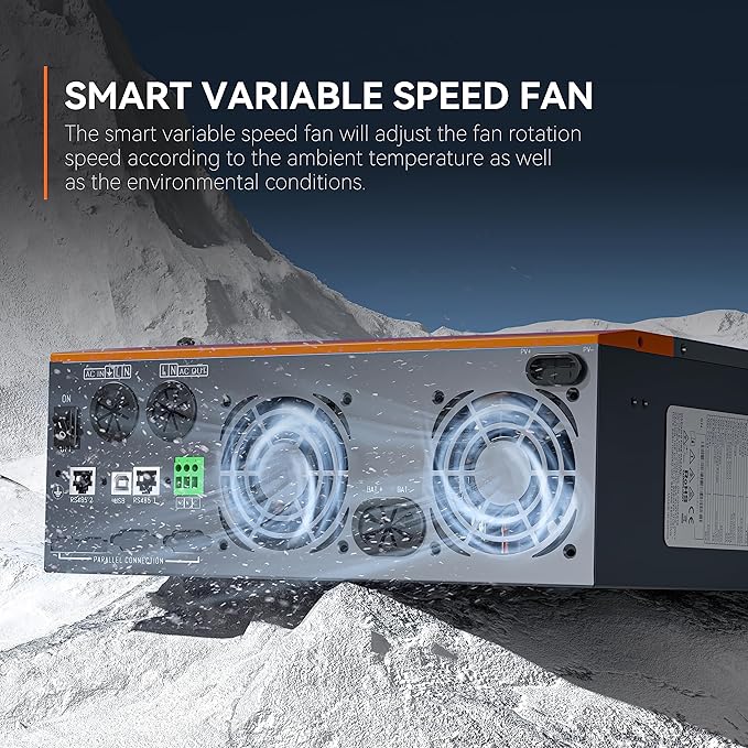 PowMr 5000W Solar Inverter 48V DC to 110V AC Pure Sine Wave Output with 80A MPPT Charge Controller Max.PV Input 5500W 500VDC fit for 48V Lead-Acid and Lithium Batteries RVOff-Grid System
