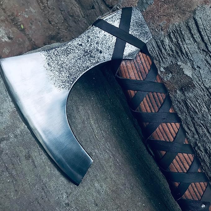 [Viking Tools] 30”Two Handed Large Berserker Axe Large Norse AxeScandinavian Style Viking Axe Double Headed ax Functional Viking Battle ax History of Viking and Norse Mythology(Large Norse Axe)