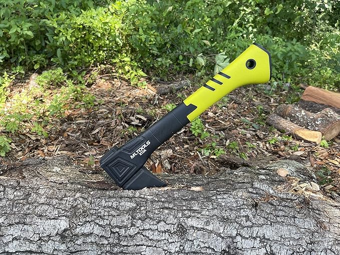 MLTOOLS Camping Axe X12A - Camp Axe with Fiberglass Ergonomic Handle High Carbon Steel Head - Torque &amp Weatherproof Survival Axes and Hatchets - Non-Slip Grip - with Protection Guard &amp Lock -