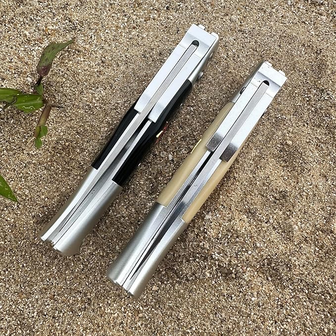 Russia KGB Pocket Folding Knife with Stainless Steel Drop Point Blade Knives and Lightweight Lockback Multi-Tool for Camping Outdoor HuntingSurvival and EDC (Light yellow)