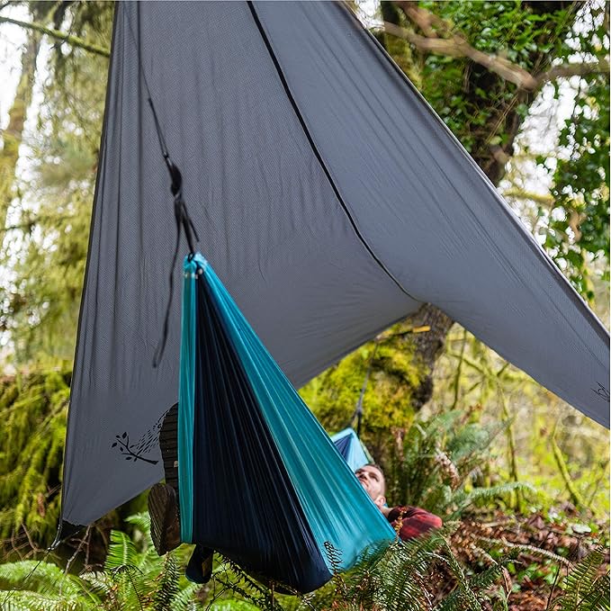 Wise Owl Outfitters Hammock Rain Fly – Waterproof Camping Tarp Cover with Tent Stakes &amp Carry Bag Ultralight Shelter for Backpacking &amp Outdoor Shade