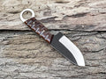 TAC KNIVES 7'' Full Tang Fixed Blade Outdoor Camping Hunting Knife In Sheath Gift For Him | 1095 High Carbon Steel Knife | SKINNER Gift | Cowboy knives | Pancake leather sheath (ROSE WOOD)