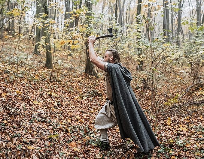 Throwing Axe Set (2) - Norse Tradesman 14 Viking Throwing Axe Set - Two Fully Sharpened Norse Hand-Axes - Carbon Steel Axe Heads with Premium Leather Cross-Stitch