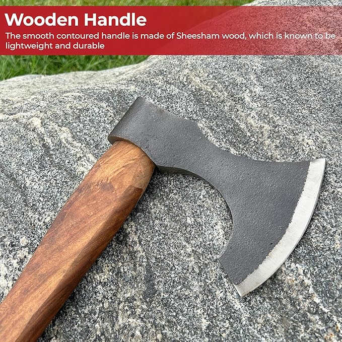 MedievalDepot Viking Age Scandinavian Skeggøx Battle Axe - Overall 20 Carbon Steel - Rosewood Handle
