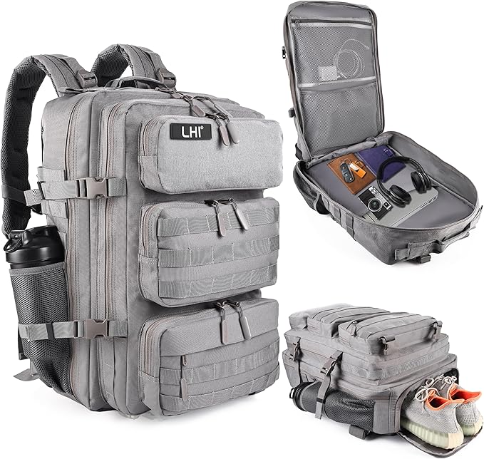 LHI Tactical Military Backpack for Men and Women 25L/35L Army Assault Pack Bag Small Rucksack with Bottle Holder