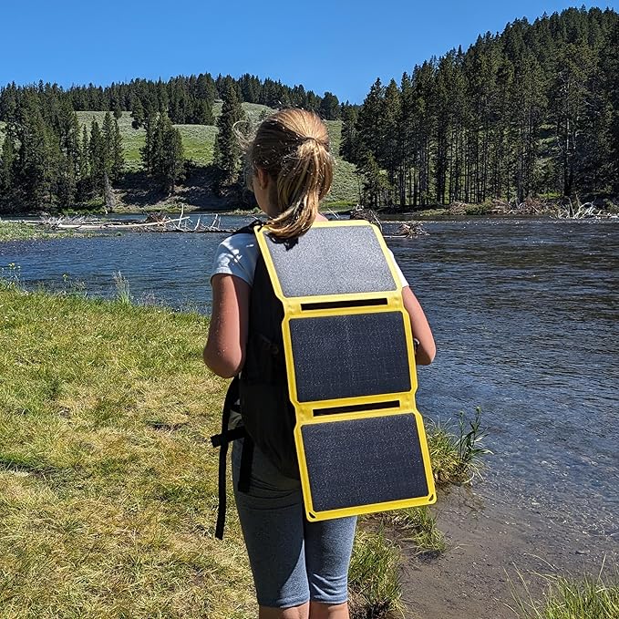 SunJack – 25 Watt Foldable Solar Panel ETFE Monocrystalline Portable Solar Panel with USB-C and USB-A IP67 Waterproof Solar Panels for Camping Backpacking Hiking and Travel