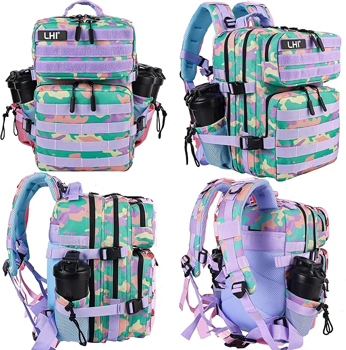 LHI Tactical Military Backpack for Men and Women 25L/35L Army Assault Pack Bag Small Rucksack with Bottle Holder
