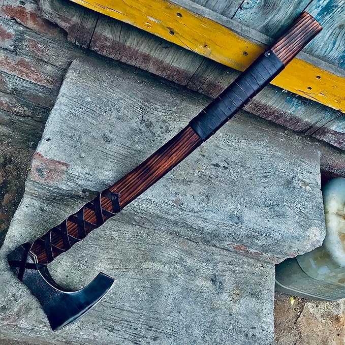 [Viking Tools] 30”Two Handed Large Berserker Axe Large Norse AxeScandinavian Style Viking Axe Double Headed ax Functional Viking Battle ax History of Viking and Norse Mythology(Large Norse Axe)