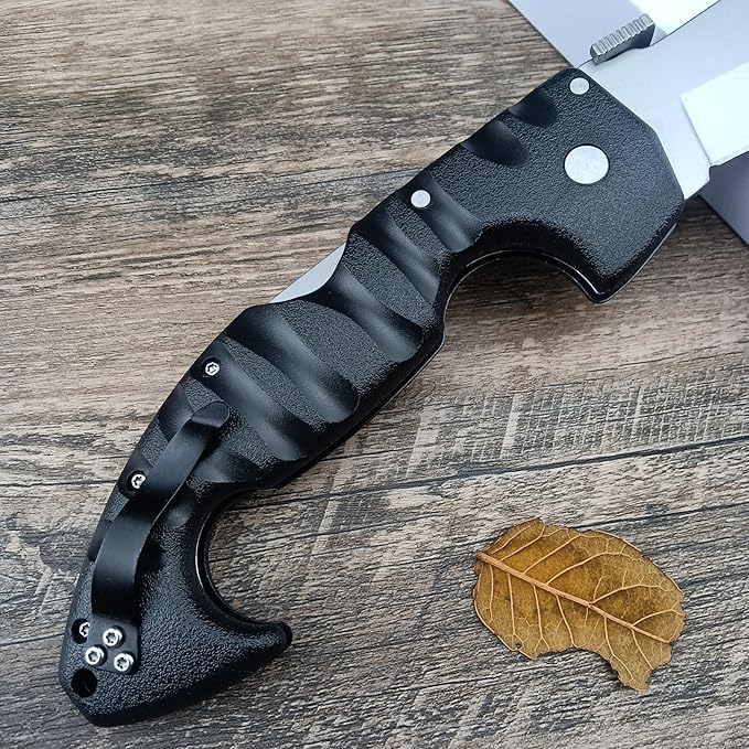 10.4in Unisex Adult Lockback Folding Knife - Tri-Ad Lock Pocket Knife with AUS8 Steel blade and Nylon Glass Fiber HandleThumb Plate and Belt Clip for EDC Camping Hunting Survival