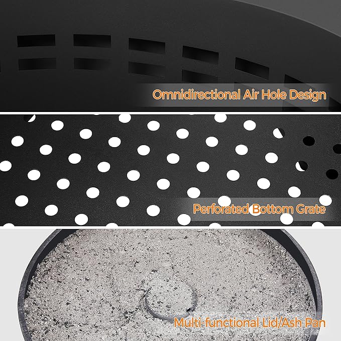Yaheetech Smokeless Fire Pit for Outdoor Garden Patio Camping W/Silicone Fire Pit Mat &amp Fire Poker &amp Rain Cover &amp Lid &amp Log Grate 16in