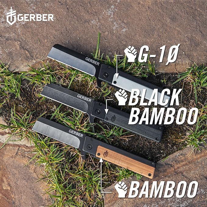 Gerber Gear Quadrant Clip Folding Pocket Knife EDC Plain Edge Flipper Knife with Pocket Clip Gifts for Men Stainless Steel Survival Tool Black Bamboo