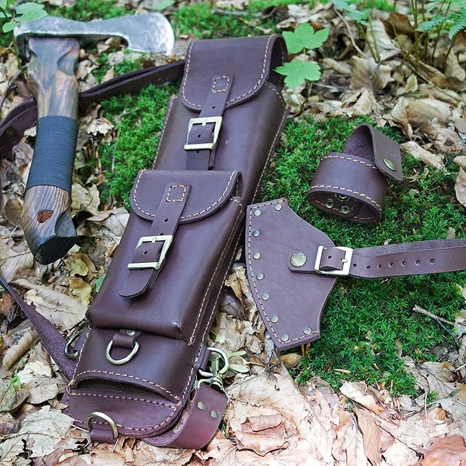 Shoulder Leather Case for Axe Handmade Leather Backpack for Axe Case Medium Big Axe Holder Axe Carry Case Bushcraft Bag for Axe Accessories Axe Harness