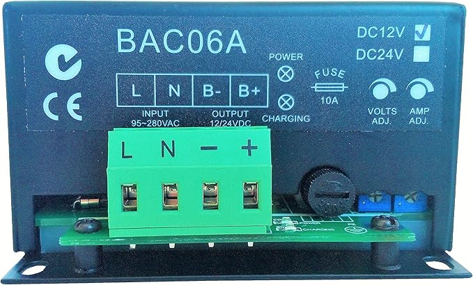 BAC06A-12V Generator Battery Charger (12V/6A 90-280VAC 50/60Hz)