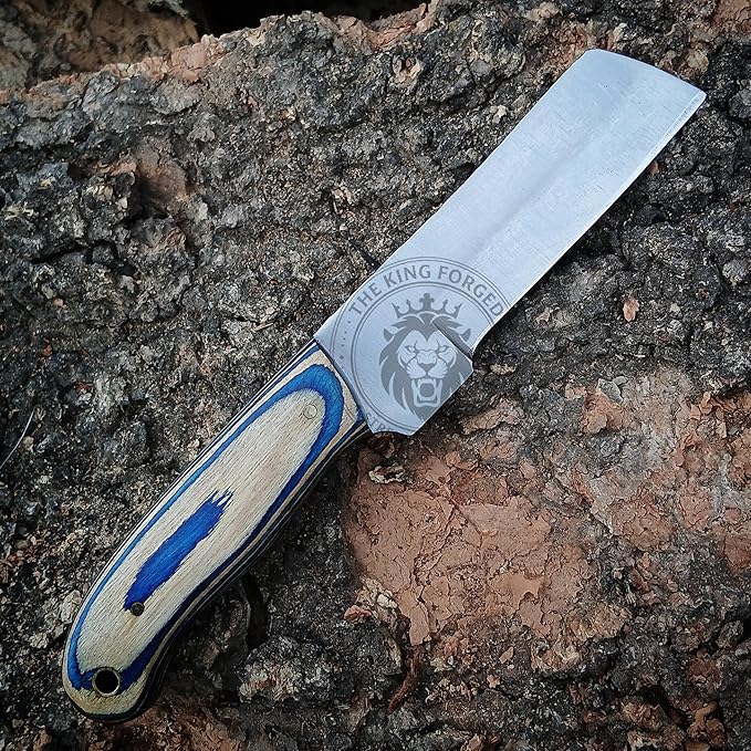 TKF-05 Custom Handmade High Carbon Steel Bull Cutter Knife with Leather Sheath – Cowboy Hunting Knife for Camping &amp Outdoor Activities – Heavy Duty Fixed Blade Gift for Men Christmas Birthday &a