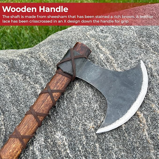 MedievalDepot Fully Functional Norse Terror Battle Axe - Overall 23 Hand Forged Carbon Steel