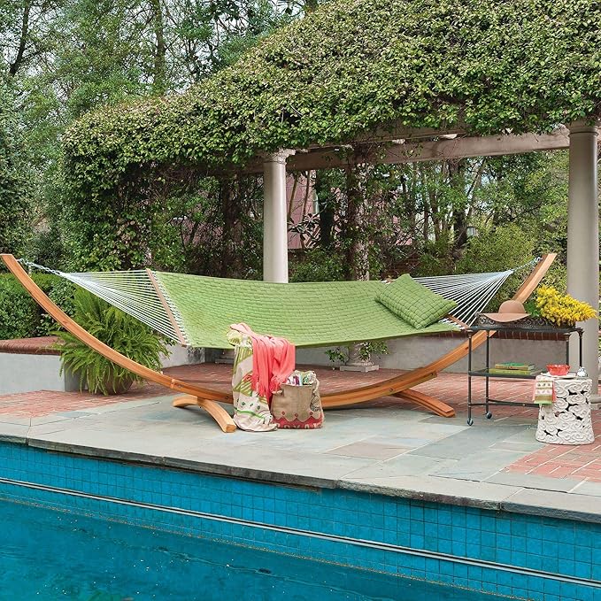 Hatteras Hammocks Light Green Soft Weave Hammock with Free Extension Chains &amp Tree Hooks Accommodates 2 People 450 LB Weight Capacity 13 ft. x 55 in.