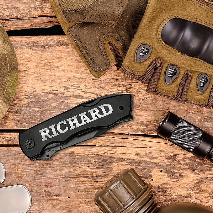 Personalized Multitool Knife w/Engraved Name in 20 Fonts 9 In 1 Multi Tool Plier Knife with Pliers Screwdriver Set &amp Belt Case Camping &amp Fishing Gifts for Him Christmas Gifts for Men