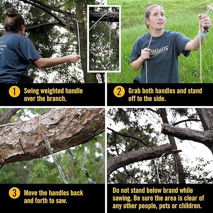 CAMILLUS 20 High Limb Durable Easy-to-Use Outdoor Branch Chain Saw with Weighted Handle &amp Carrying Pouch | Dual-Directional Cutting Action Black