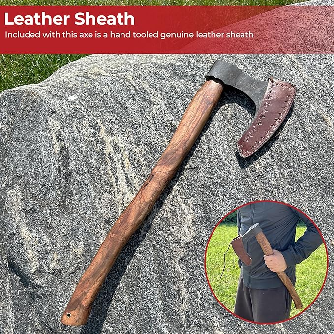 MedievalDepot Traditional Scandinavian Skeggøx Battle Axe - Overall 20 Carbon Steel - Functional &amp Battle Ready