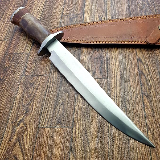 HK 44 Hunting Knife With Leather Sheath Camping Knives Outdoor D2 Steel Full Tang Fixed Blade Handmade Camp Survival Tactical Knife