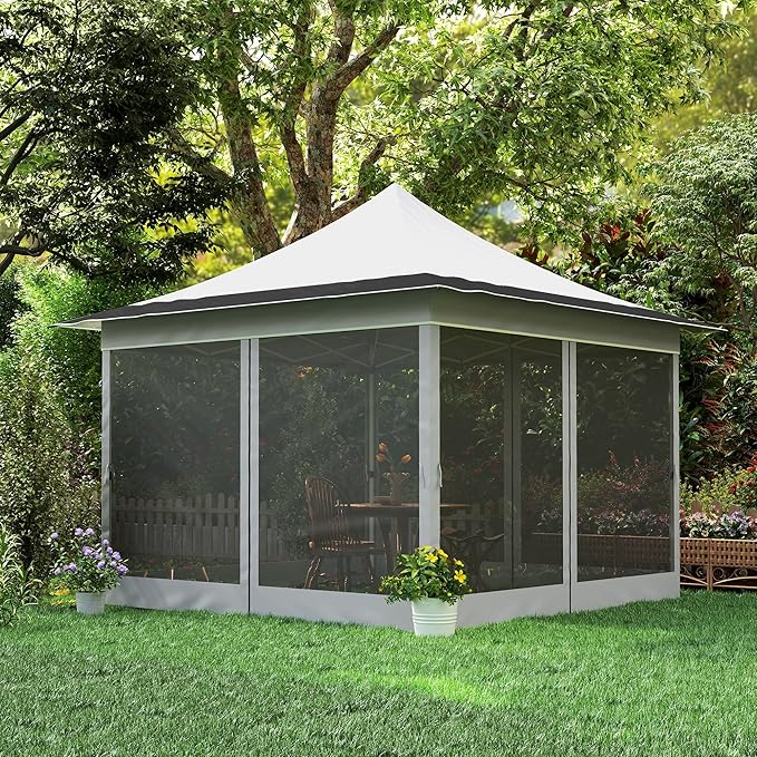 12x12 Foldable Canopy Pop Up Tent with Mesh Windows and UPF50+ Sun Protection Including Collapsible Carrying Bag Light Gray