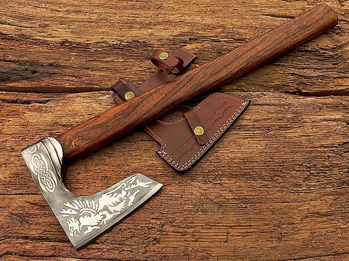 Handmade Steel Viking Axe Hatchet Tomahawk Axe Camping Axe 22 inches Rosewood Handle Axe