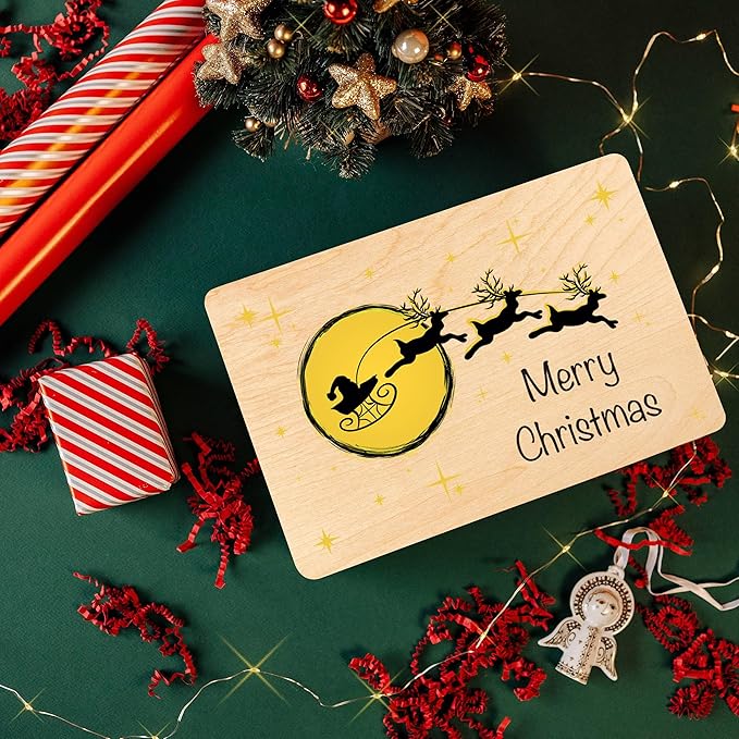 Creative Deco Personalized Christmas Tree Wooden Storage Box | 11.8x7.87x5.51in (+-0.5) | Hinged Lid Handles Engraving | Multiple Choice | Gift Box | Rough UNSANDED Keepsake Memory Souvenir Chest