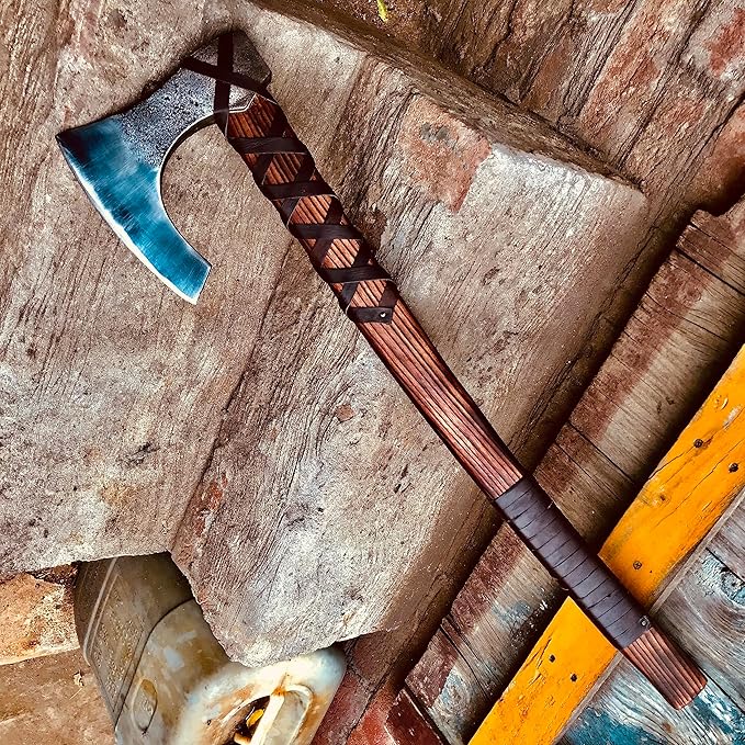 [Viking Tools] 30”Two Handed Large Berserker Axe Large Norse AxeScandinavian Style Viking Axe Double Headed ax Functional Viking Battle ax History of Viking and Norse Mythology(Large Norse Axe)
